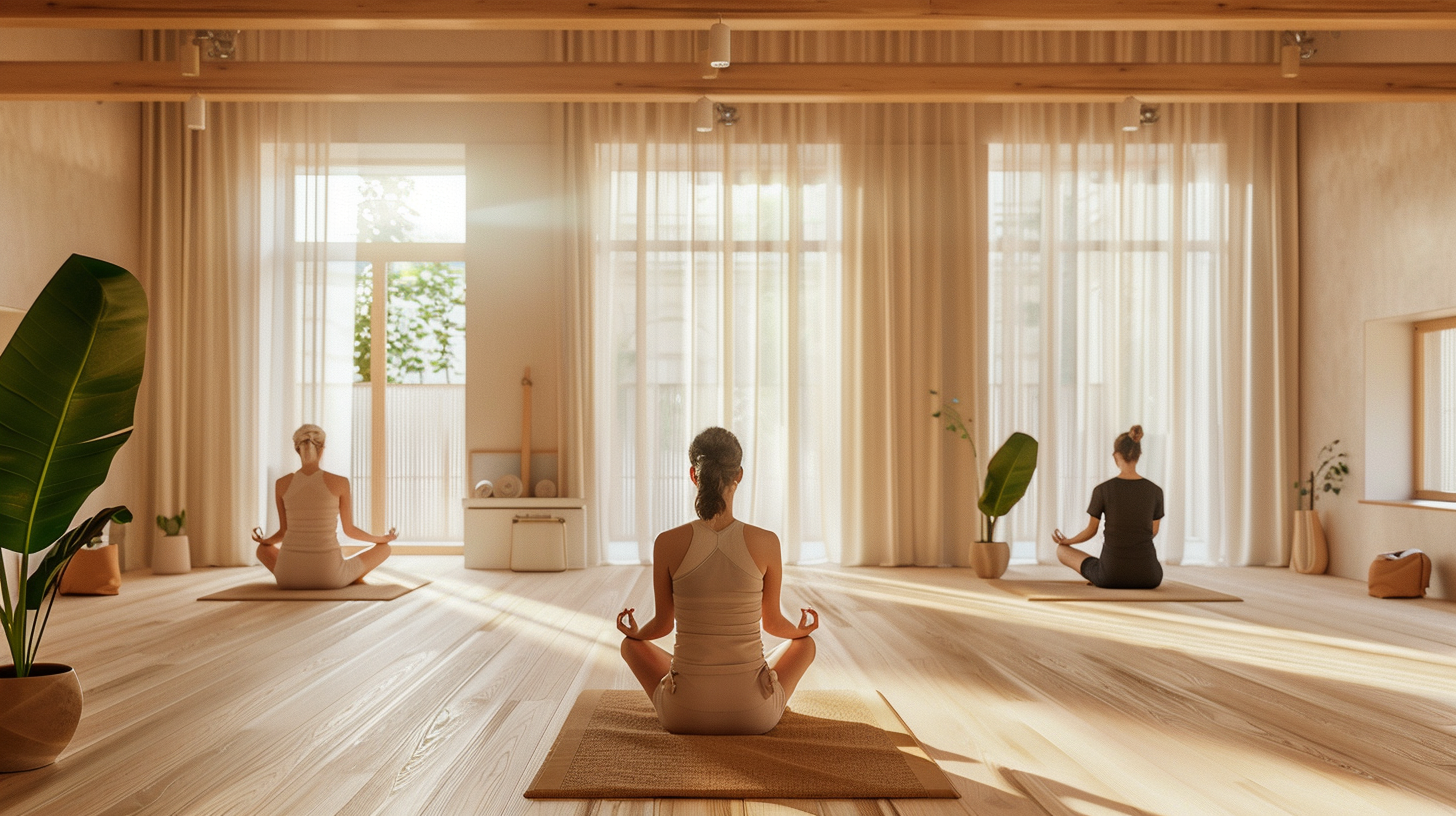 Інструктор йоги демонструє асану на заняттях